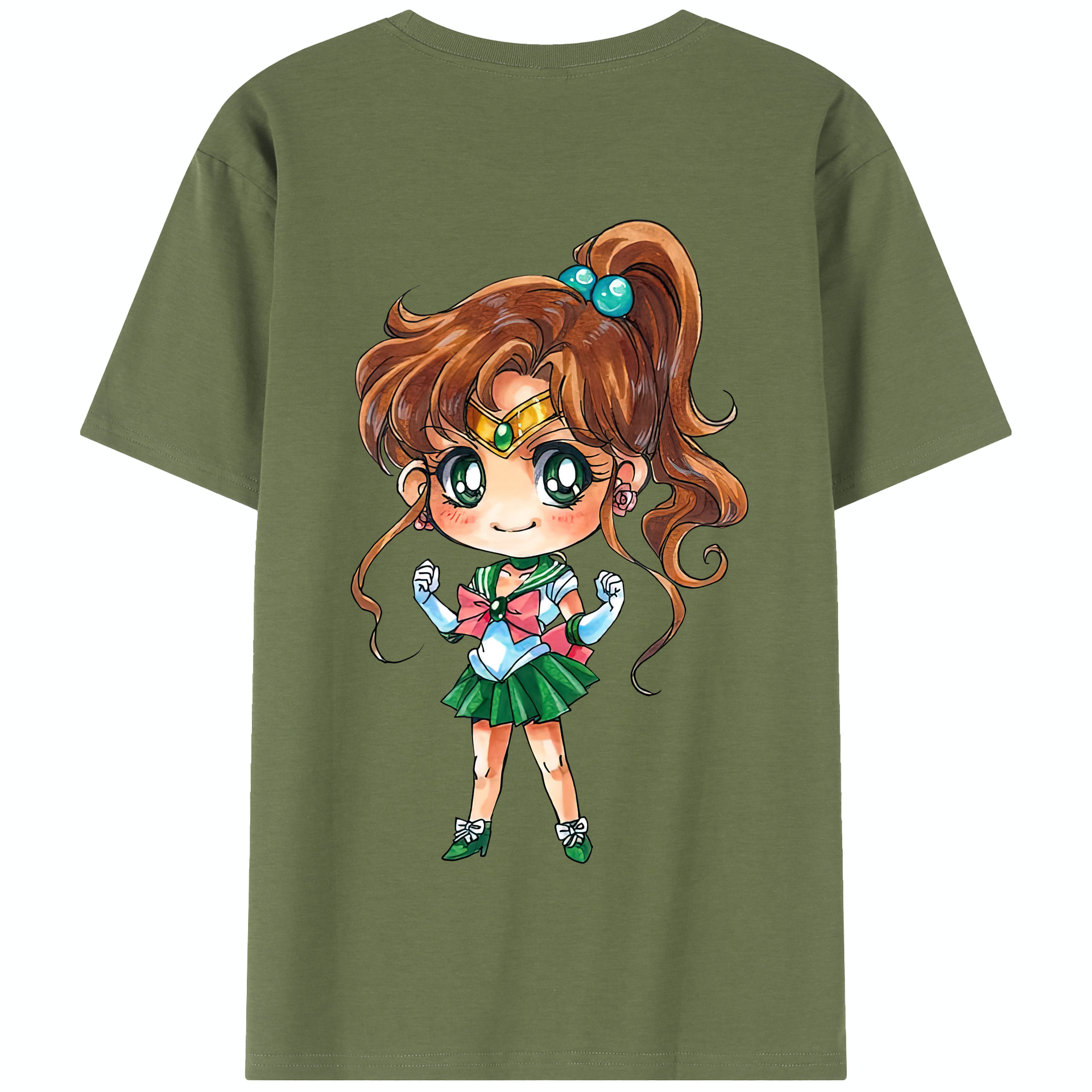 （画像用） 美少女戦士セーラームーン 木野 まこと きの まこと Sailor Moon Kino Makoto （セーラージュピター；Sailor Jupiter） 綿100％半袖Tシャツ（背面プリント）